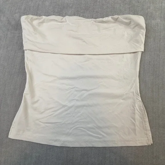 Princess Polly Cream Strapless Tube Top Fold Over Neckline Side Slits US 6 - Picture 1 of 5